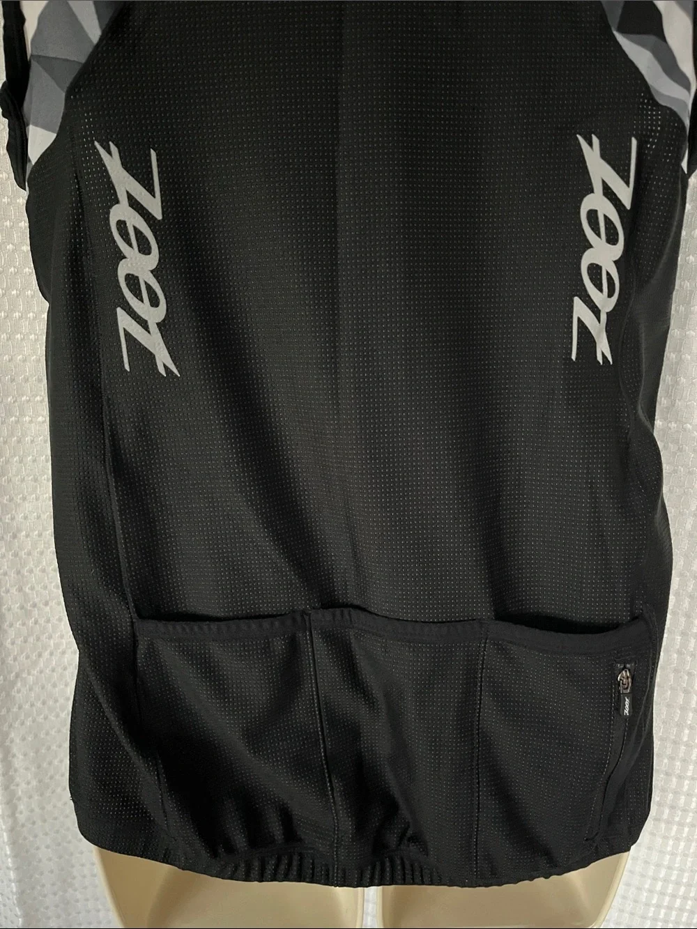Zoot Sleeveless Cycling Jersey Tri Top Vest Geometric Print Rear Pockets M - Picture 8 of 9
